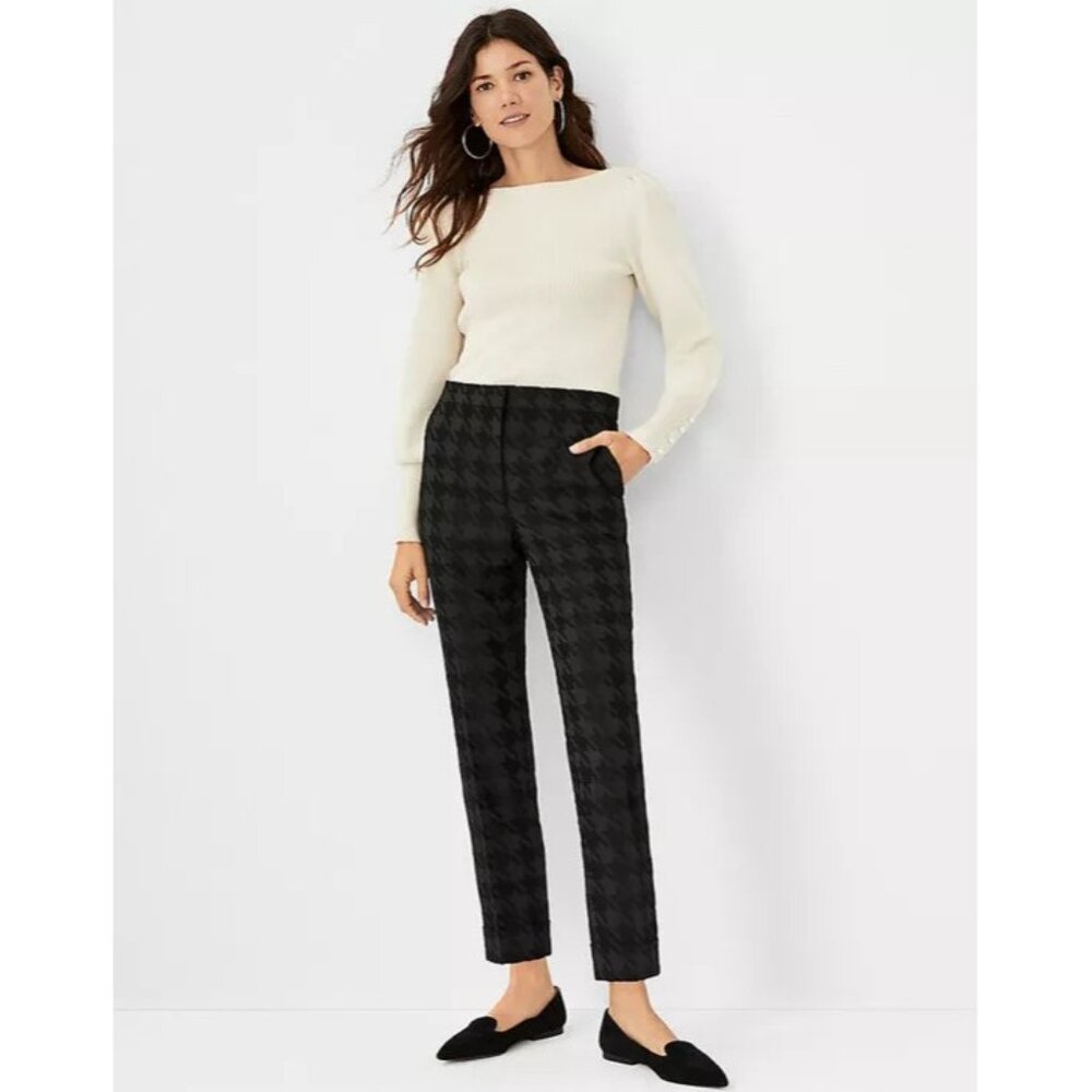 NEW Ann Taylor Womens Plus 18 Houndstooth High‎ Rise Slim Leg Ankle Pants